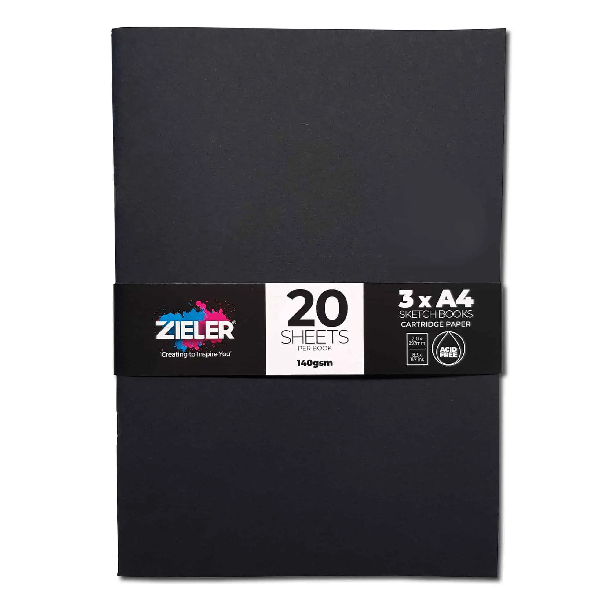 A4 Sketchbook -Soft Cover 140gsm, 20 Sheets (Pack 3) - Zieler Art Supplies
