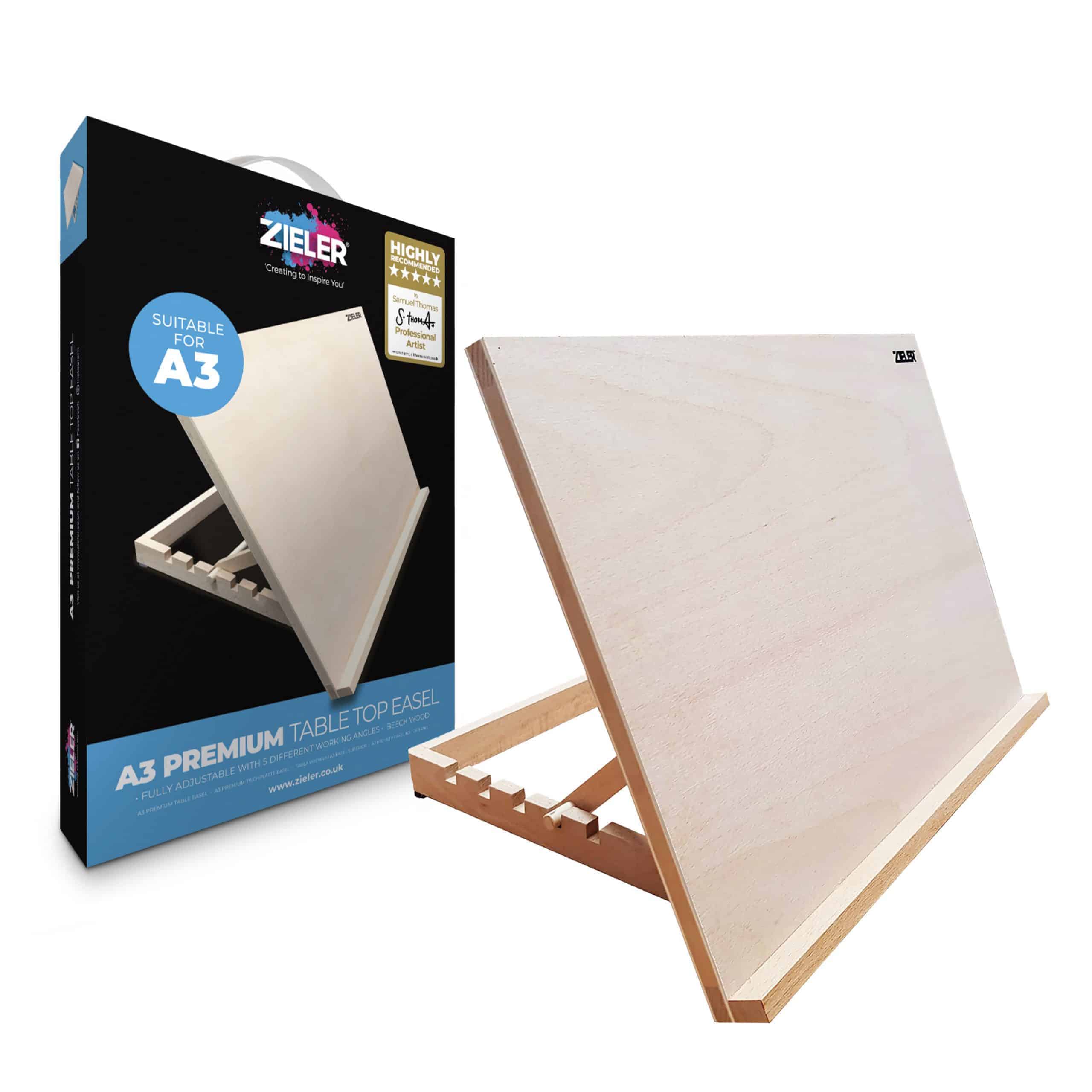 A3 Art & Craft Workstation Wooden Desktop Drawing Board Artist Adjustable Table Easel 
