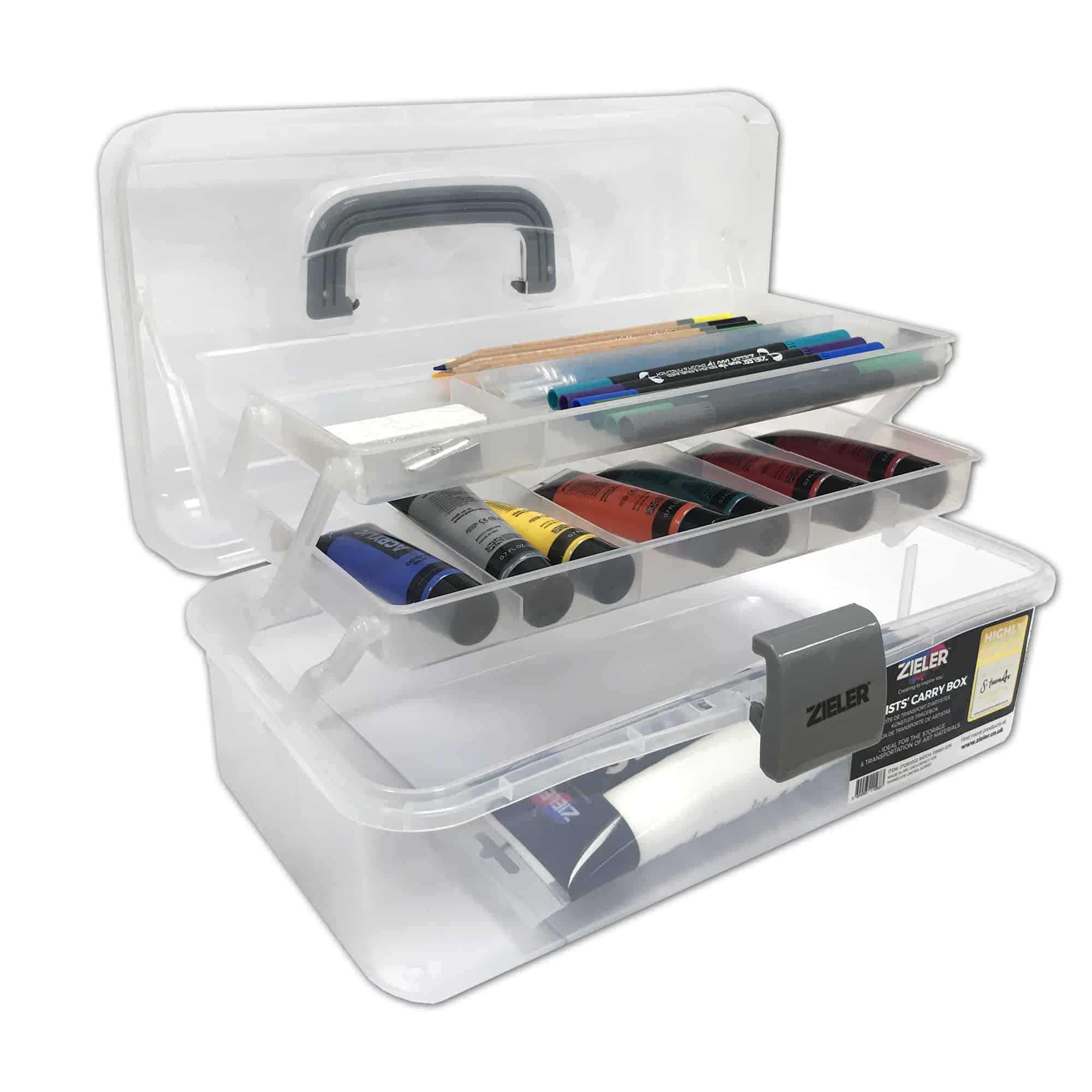 Zieler Artists Carry/Caddy Box (Translucent White) - Ideal Storage For Artists