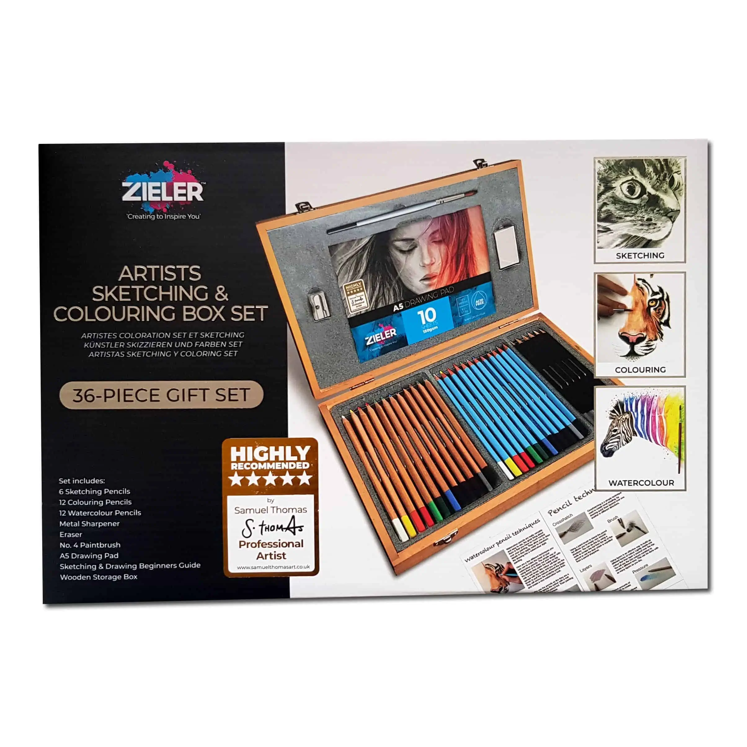 143pc Wood Box Art Painting, Drawing Set, Watercolors, Pencils Crayons —  TCP Global
