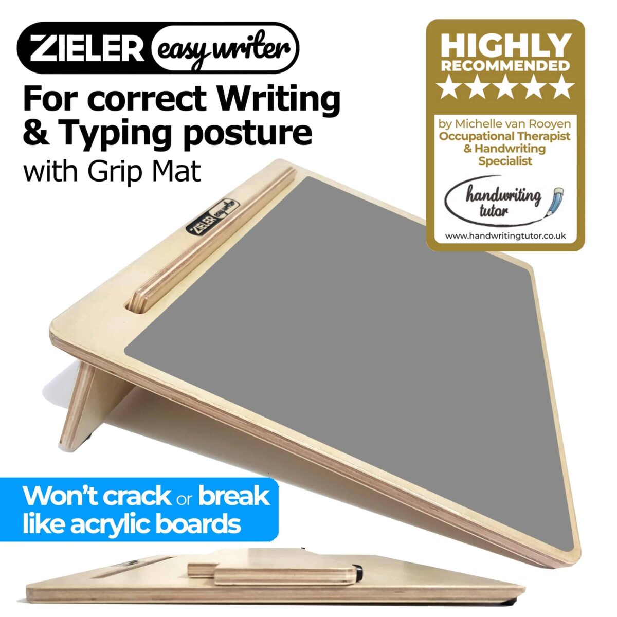 Zieler Easy Writer Wooden Writing Slope With Grip Mat