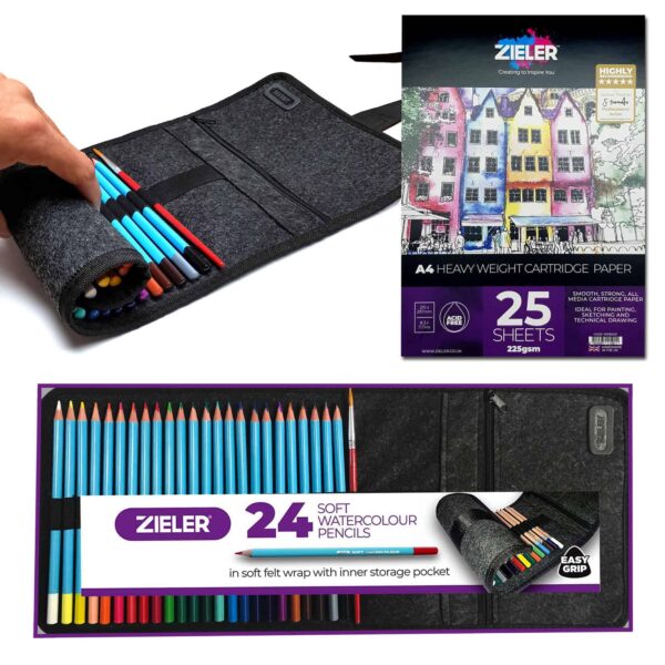 Zieler Watercolour Pencils & A4 Cartridge Pad