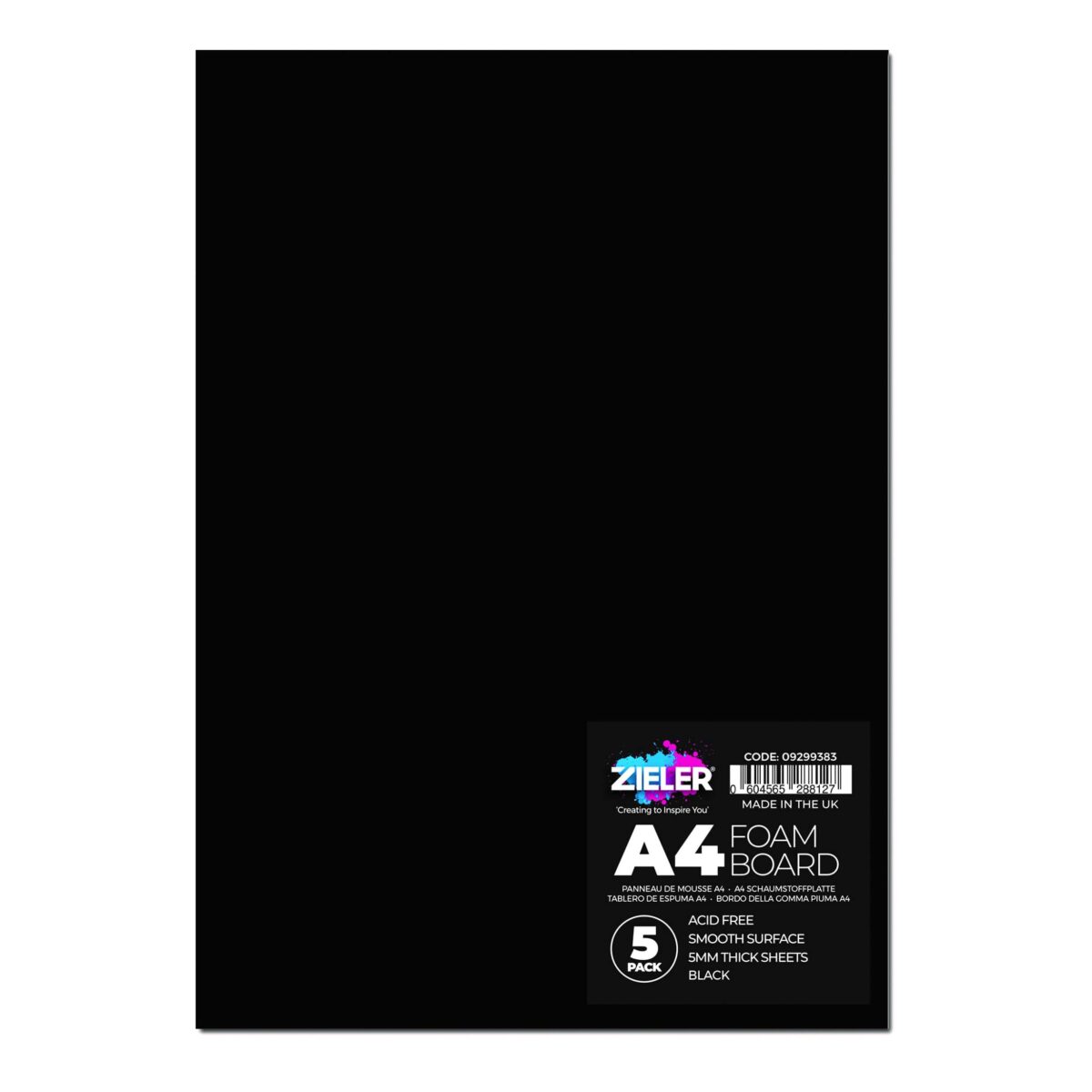 A4 Foam Board Black - Zieler Art Supplies
