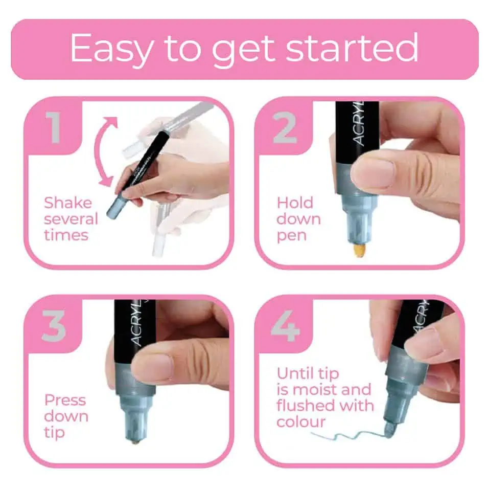 Zieler : Acrylic Paint Marker Pen : 1.5mm Fine Tip : Set of 12