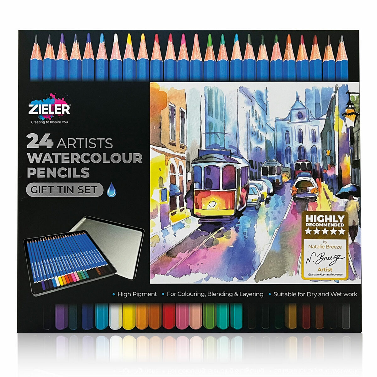 24 Watercolour Pencils - Zieler Art Supplies