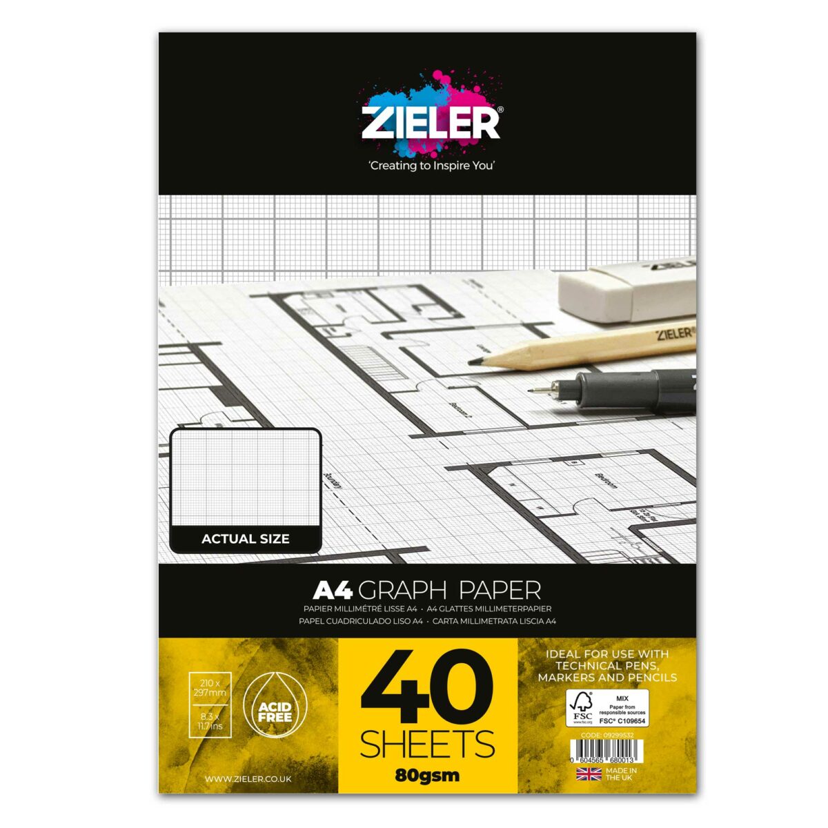 A4 Graph Paper Pad Zieler - Zieler Art Supplies