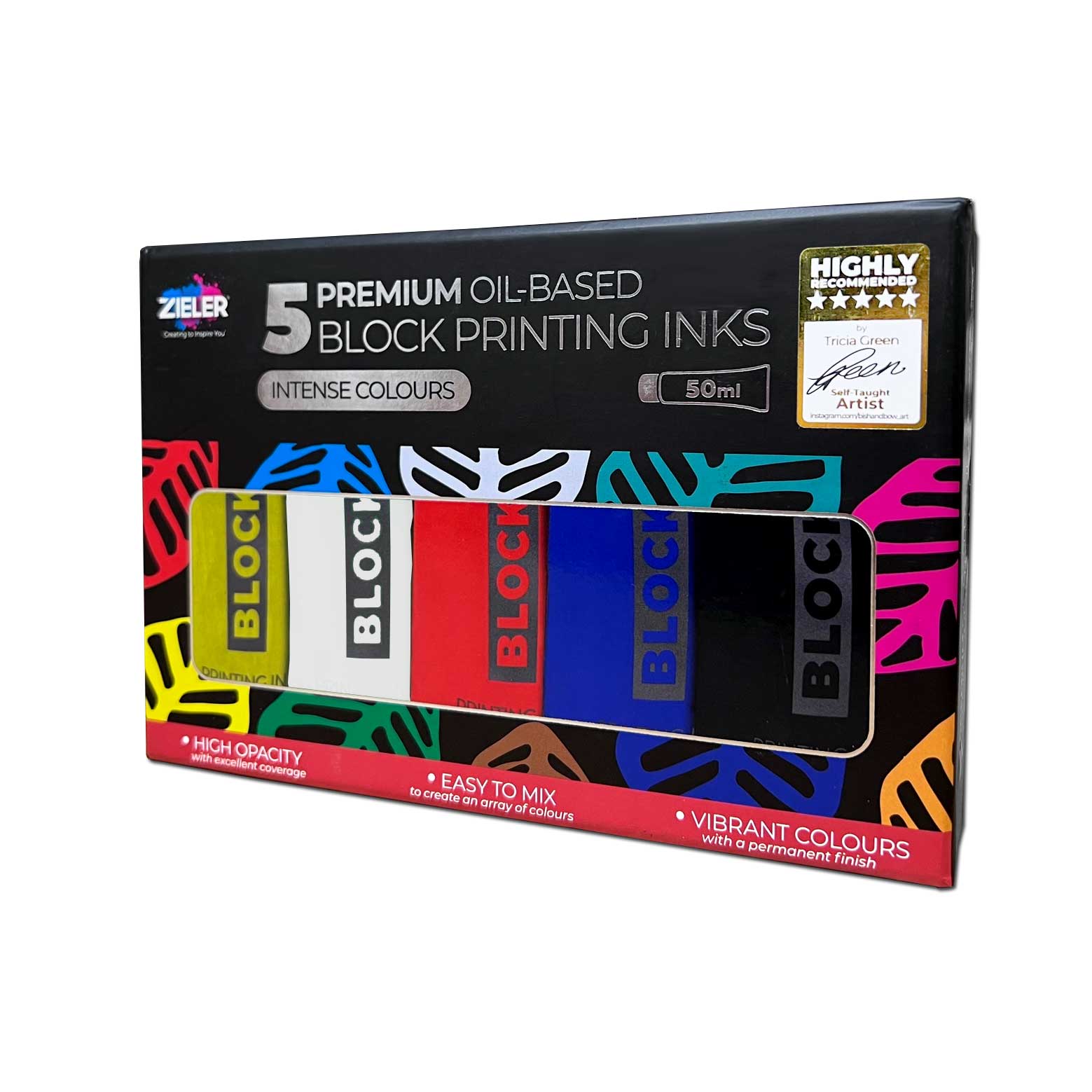 5 Block Printing Inks | Mixable Colours - By Zieler