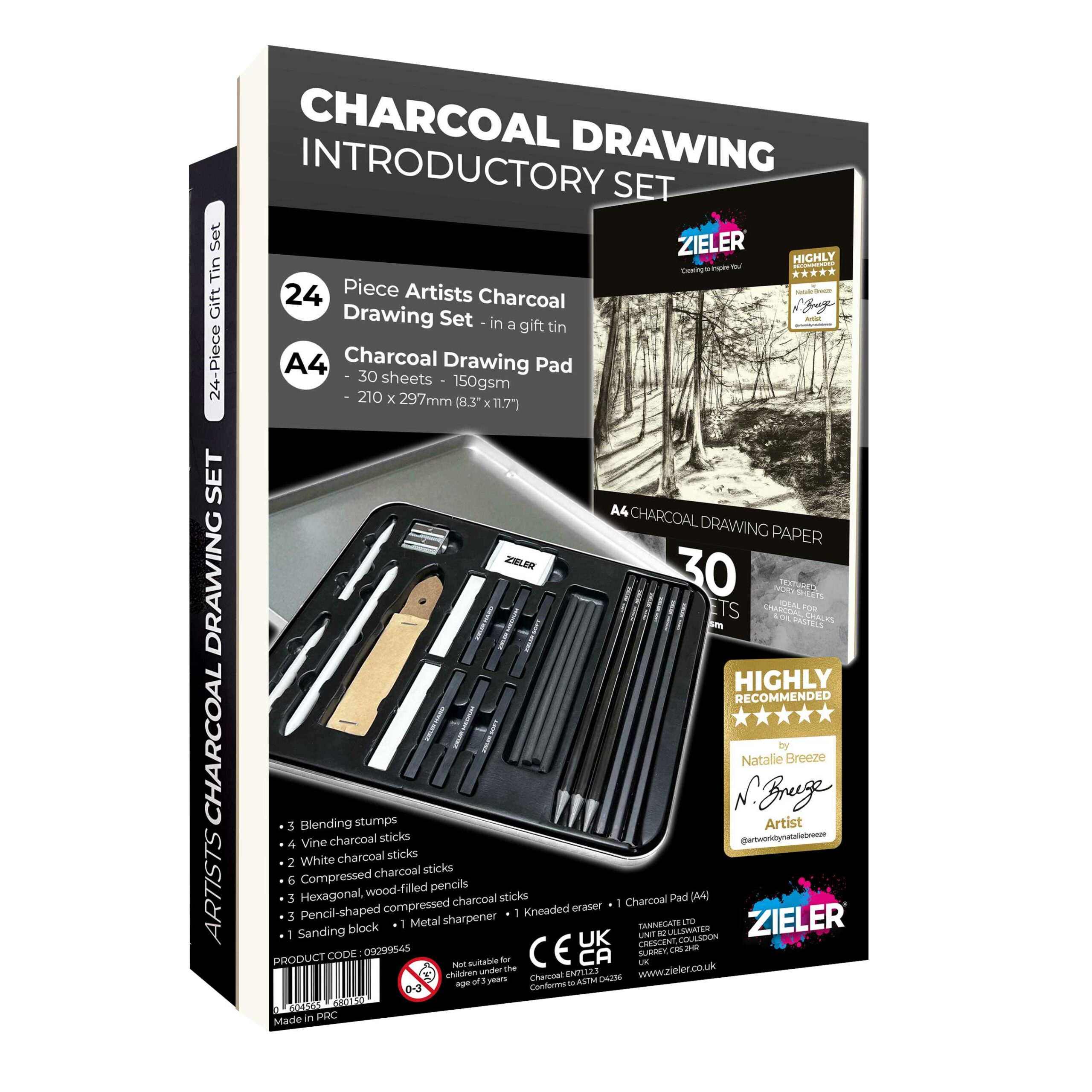 Charcoal Drawing Introductory Gift Tin Set